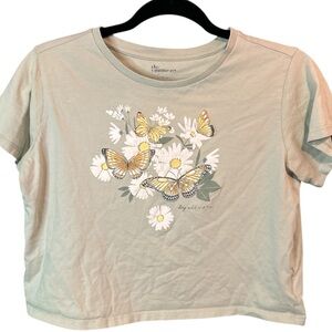 the commons Stitch Fix Butterflies & Flowers, Cowlneck, Crop Top L16”P2P17”